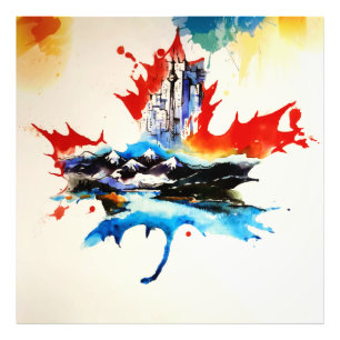Impression Photo Aquarelle vintage d'amour de voyage de feuille