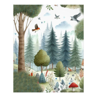 Impression Photo Aquarelle Whimsical Forêt Animaux Enfants Nursery