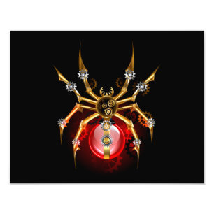 Impression Photo Araignée steampunk sur fond noir