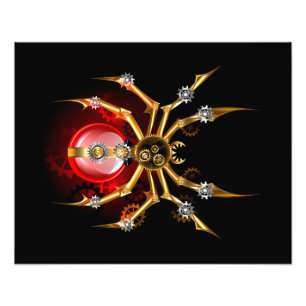Impression Photo Araignée steampunk sur fond noir