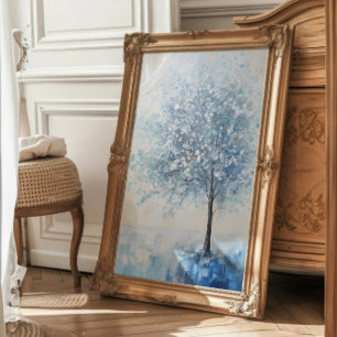 Impression Photo Arbre Bleu Calme Art Mur