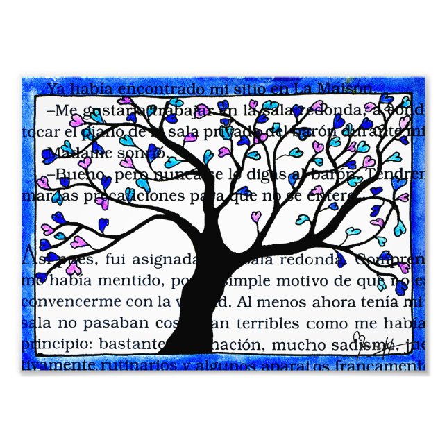 Impression Photo Arbre cardiaque sur texte espagnol (Devant)