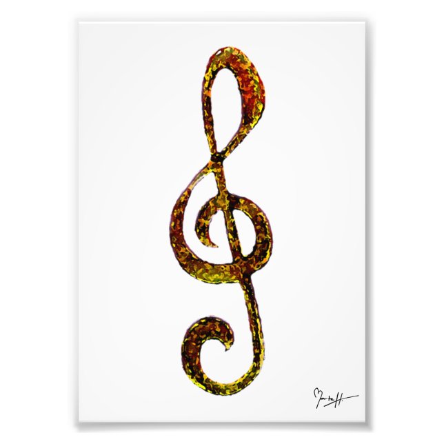Impression Photo Arbre Clef Art - gravé à la main et numérisé (Devant)