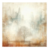 Arbre dans un paysage urbain, vieille photo, conce