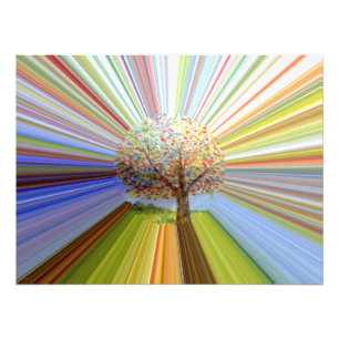 Impression Photo Arbre d'automne rayé Art abstrait