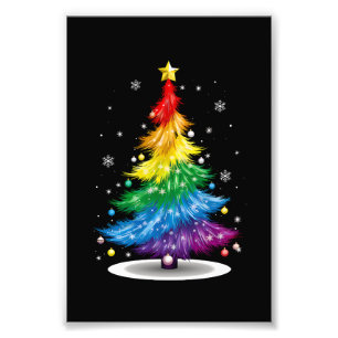 Impression Photo Arbre de Noël arc-en-ciel Fierté LGBT Gay Joyeux N