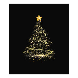 Impression Photo Arbre de Noël drôle en or Joyeux Noël Pyjama