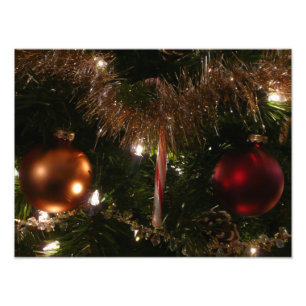 Impression Photo Arbre de Noël II Vacances Rouge et Or