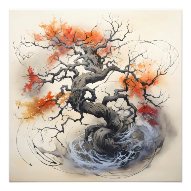 Impression Photo Arbre orange Abstrait (Devant)