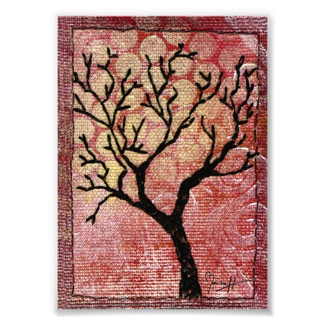Impression Photo Arbre pointu sur toile peinte - Rouge (Devant)