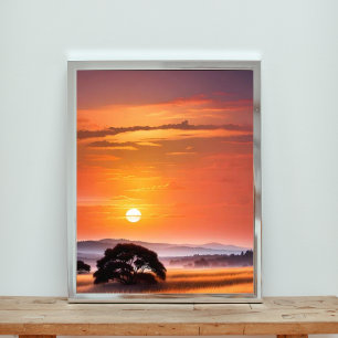 Impression Photo Arbre silhouetté au coucher du soleil