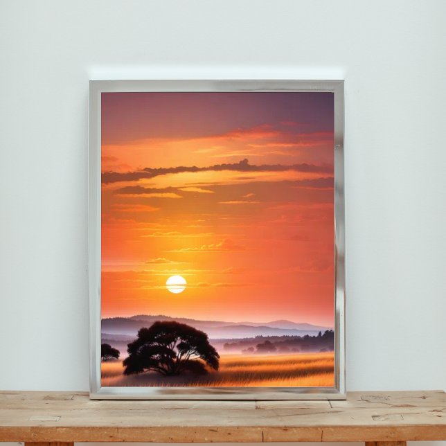 Impression Photo Arbre silhouetté au coucher du soleil (Créateur téléchargé)
