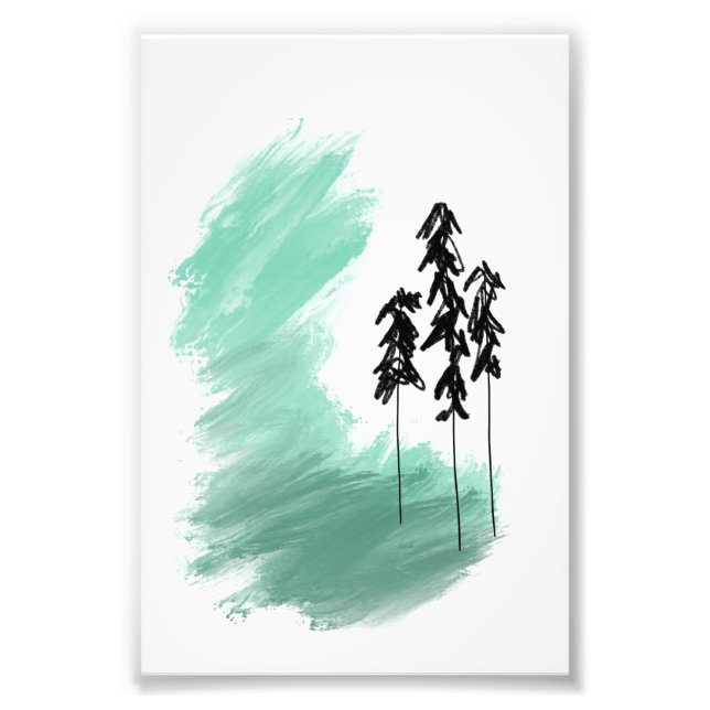 Impression Photo Arbre vert scandinave art simple menthe moderne (Devant)
