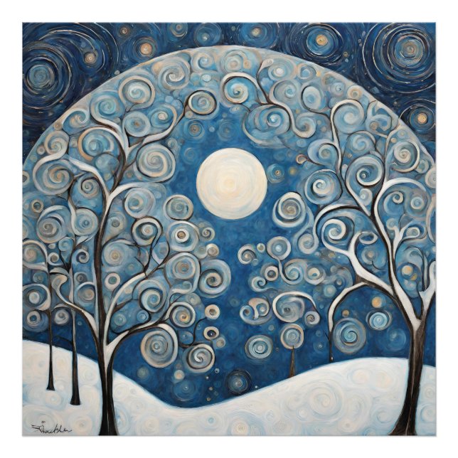 Impression Photo Arbres hivernaux enneigés (Devant)