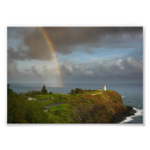 Impression Photo Arc-en-ciel au-dessus de phare de Kilauea sur la