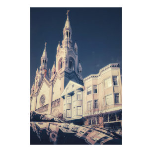 Impression Photo Architecture de l'Église Cityscape et réflexion