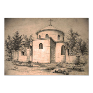 Impression Photo Architecture Église orthodoxe antique Dessin Art