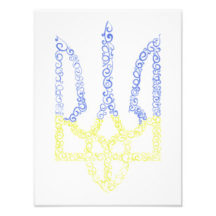 Impression Photo Armoiries de l'Ukraine trident motif de la spirale