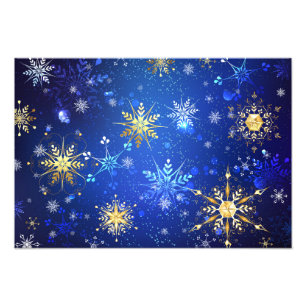 Impression Photo Arrière - plan Bleu XMAS avec des flocons de neige