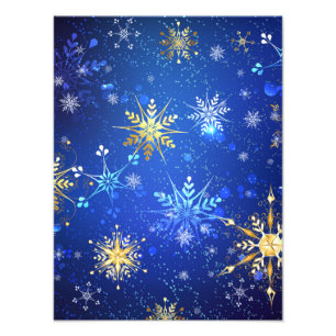 Impression Photo Arrière - plan Bleu XMAS avec des flocons de neige