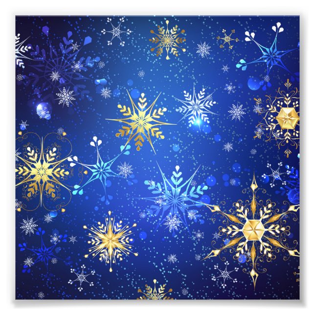 Impression Photo Arrière - plan Bleu XMAS avec des flocons de neige (Devant)