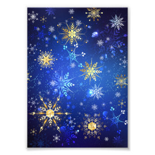 Impression Photo Arrière - plan Bleu XMAS avec des flocons de neige