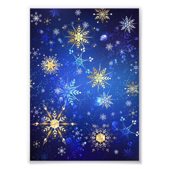 Impression Photo Arrière - plan Bleu XMAS avec des flocons de neige (Devant)