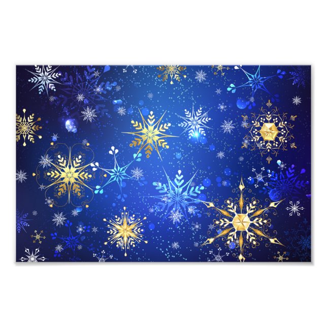 Impression Photo Arrière - plan Bleu XMAS avec des flocons de neige (Devant)