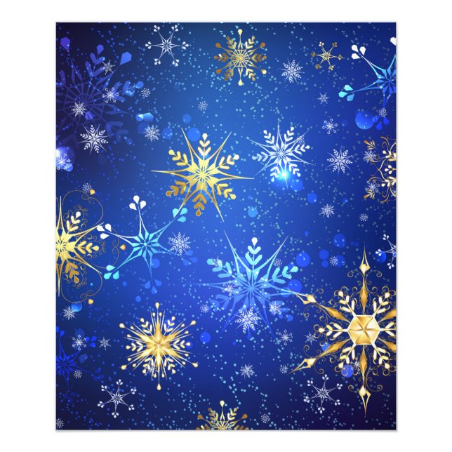 Impression Photo Arrière - plan Bleu XMAS avec des flocons de neige (Devant)
