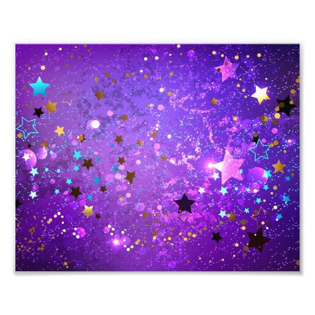 Impression Photo Arrière - plan de feuille violet avec étoiles (Devant)