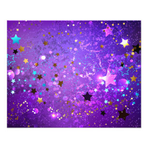 Impression Photo Arrière - plan de feuille violet avec étoiles