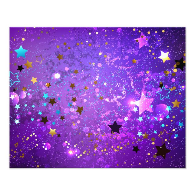Impression Photo Arrière - plan de feuille violet avec étoiles (Devant)