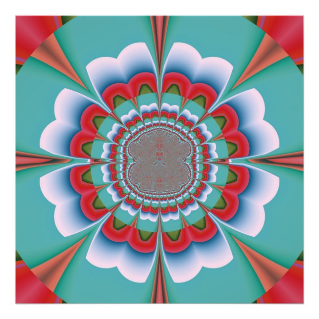 Impression Photo Art abstrait de mandala psychédélique rétro (Devant)