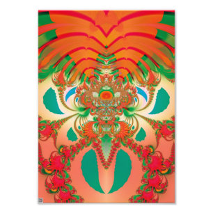 Impression Photo Art abstrait fractal de hibou rouge