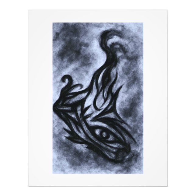 Impression Photo Art au fusain d'œil et de flamme abstrait (Devant)