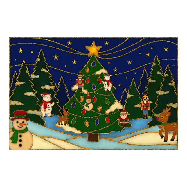 Impression Photo Art cloisonné Forêt fantaisiste Noël Classique  (Devant)