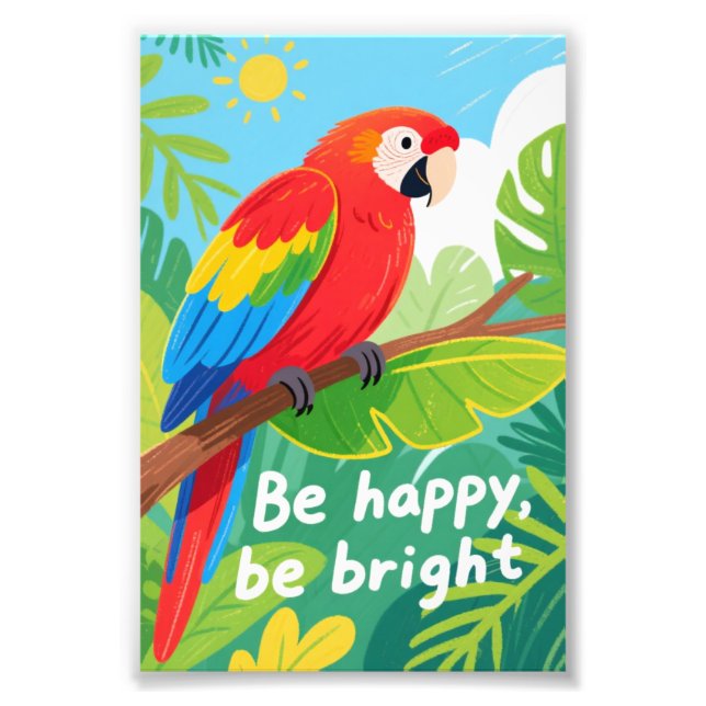 Impression Photo Art de citation de perroquet tropical brillant (Devant)
