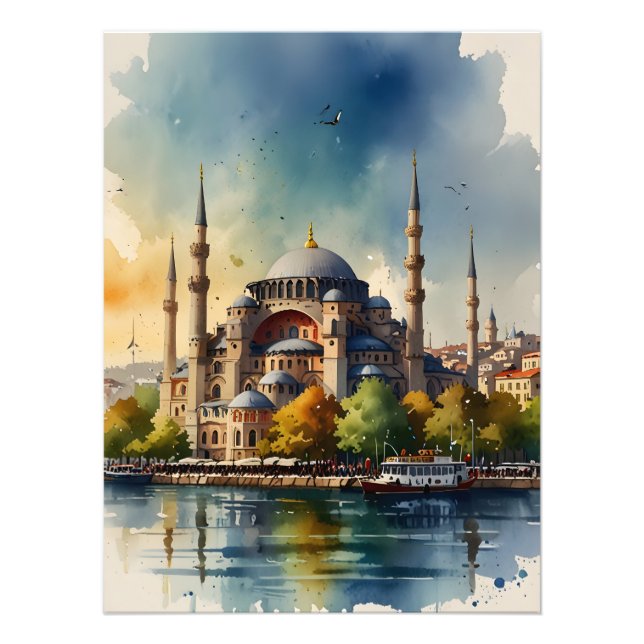 Impression Photo Art de l'aquarelle d'Istanbul (Devant)