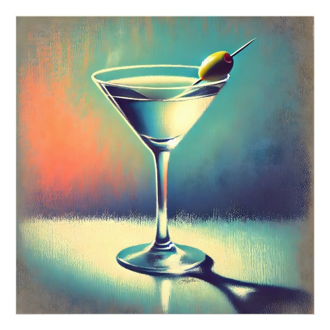 Impression Photo Art de Martini du milieu du siècle J'adore le Blue (Devant)