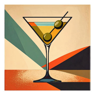 Impression Photo Art de Martini en bloc de couleur moderne du milie
