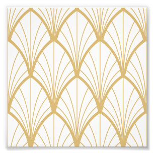 Impression Photo art déco, belle, ventilateur motif, or, blanc, vin