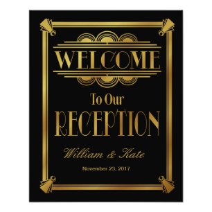 Impression Photo art déco, bienvenue à notre mariage d'accueil