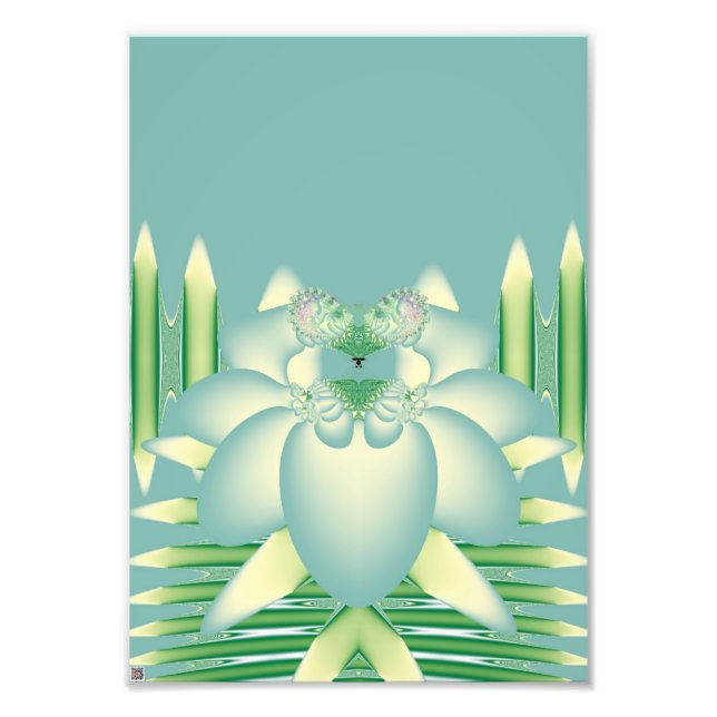 Impression Photo Art Déco Fleur Fractale Lotus Menthe (Devant)