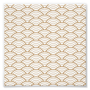 Impression Photo art déco, ventilateur japonaise motif, or, blanc,