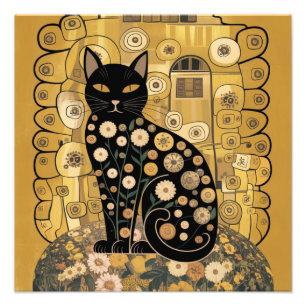 Impression Photo Art décoratif de chat noir dans le style de Gustav