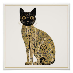Impression Photo Art décoratif de chat noir dans le style de Gustav