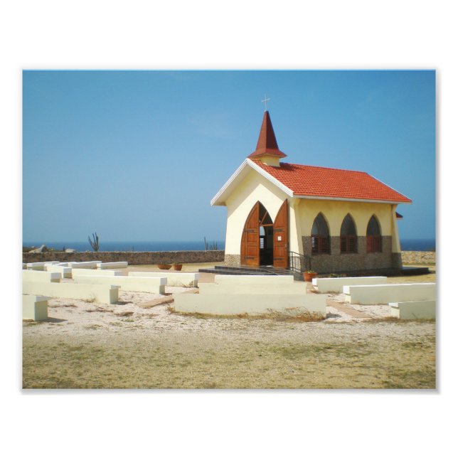 Impression Photo Art du désert, architecture d'église de plage trop (Devant)