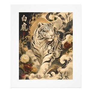Impression Photo Art du Gardien Tigre Blanc Mythologie Japonaise