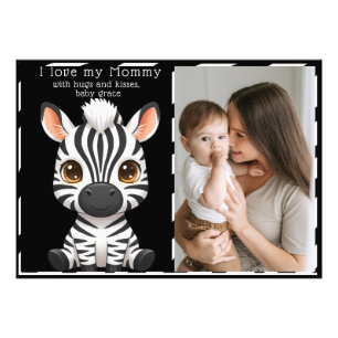 Impression Photo Art d'un bébé zèbre mignon, nom de l'enfant et mes