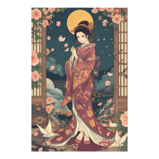 Impression Photo Art esthétique de fille en kimono d'anime japonais
